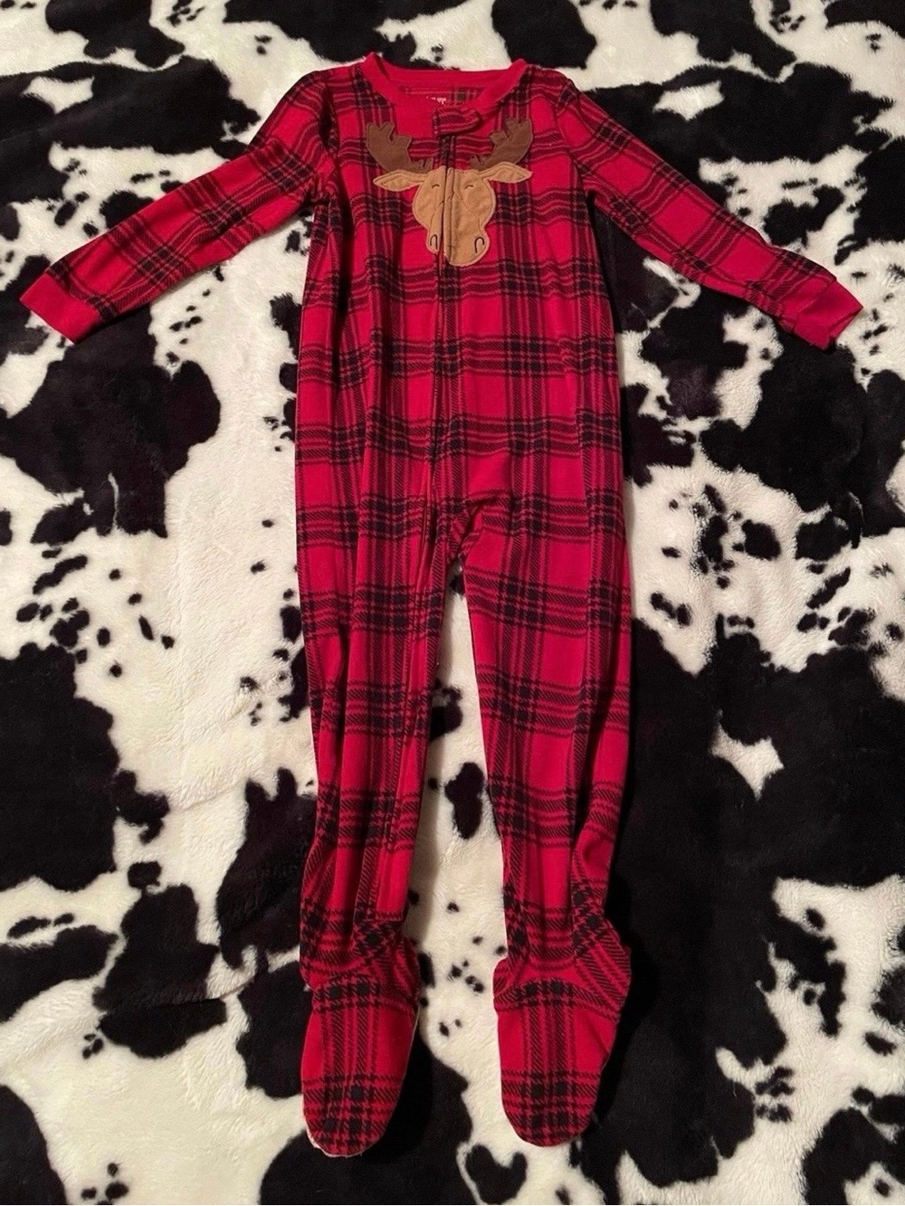 Carter’s Just One You Moose Fuzzy Toddler Pajama Footie Zippy Size 4T